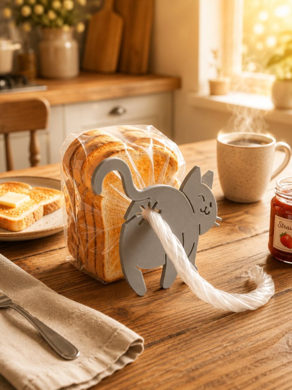 Cat Butt Kitchen Bag Clips Reusable Bread Snack Cereal Chips Sealer Set of 3 - Picture 5 of 7